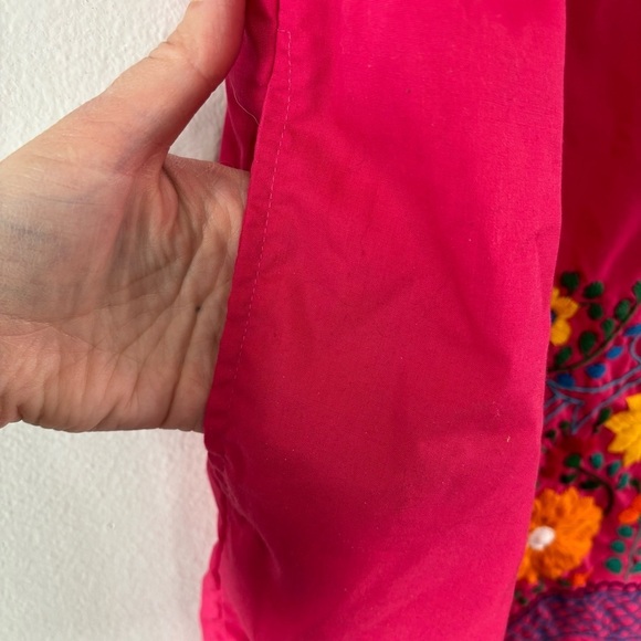 Erica Maree Boho Hot Pink Multicolor Embroidered Floral Mini Dress Size M - Picture 5 of 9